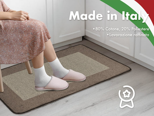 Tappeto Cucina Antiscivolo Assorbente Bordato Made in Italy Morbido Passatoia Multiuso Con Bordi Antisfilacciamento Corridoio Soggiorno Lavabile in Lavatrice Marrone - 60x320 cm