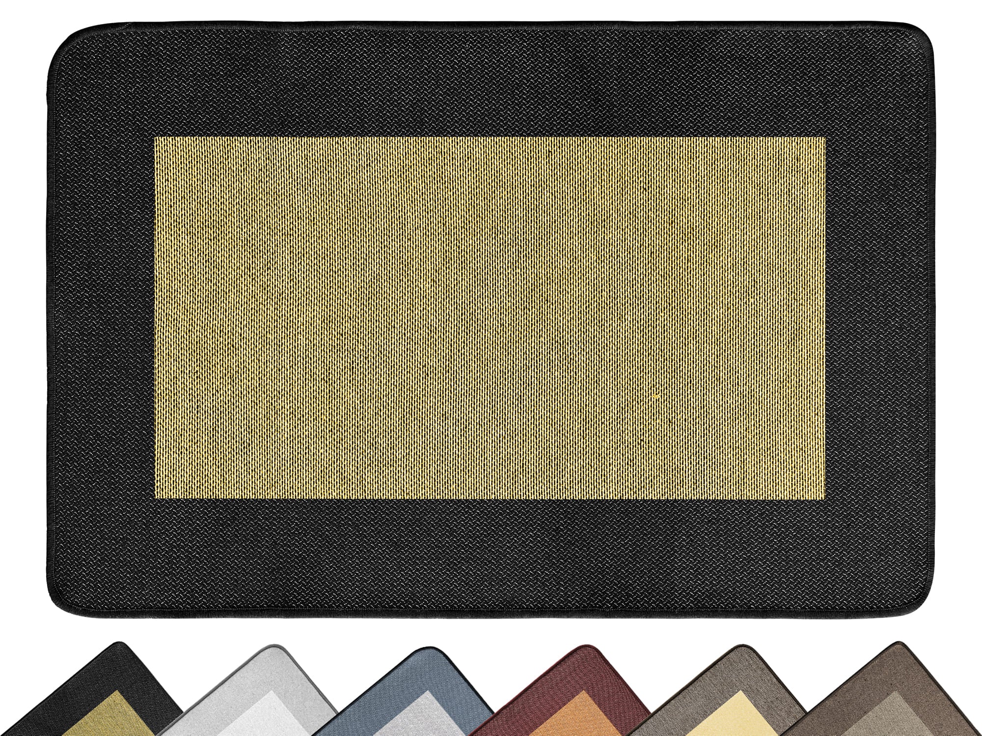 Tappeto Cucina Antiscivolo Assorbente Bordato Made in Italy Morbido Passatoia Multiuso Con Bordi Antisfilacciamento Corridoio Soggiorno Lavabile in Lavatrice Nero - 60x120 cm