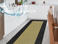 Tappeto Cucina Antiscivolo Assorbente Bordato Made in Italy Morbido Passatoia Multiuso Con Bordi Antisfilacciamento Corridoio Soggiorno Lavabile in Lavatrice Nero - 45x60 cm