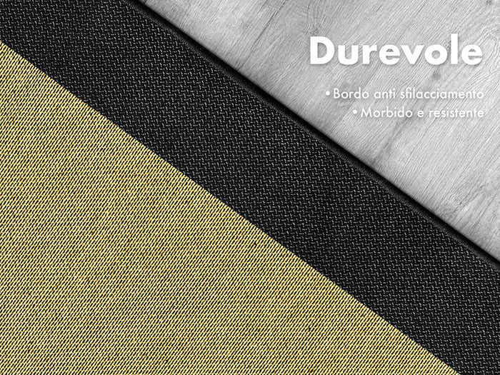 Tappeto Cucina Antiscivolo Assorbente Bordato Made in Italy Morbido Passatoia Multiuso Con Bordi Antisfilacciamento Corridoio Soggiorno Lavabile in Lavatrice Nero - 60x90 cm