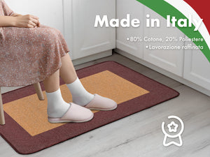 Tappeto Cucina Antiscivolo Assorbente Bordato Made in Italy Morbido Passatoia Multiuso Con Bordi Antisfilacciamento Corridoio Soggiorno Lavabile in Lavatrice Rosso - 45x60 cm