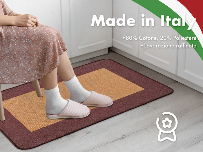Tappeto Cucina Antiscivolo Assorbente Bordato Made in Italy Morbido Passatoia Multiuso Con Bordi Antisfilacciamento Corridoio Soggiorno Lavabile in Lavatrice Rosso - 45x60 cm