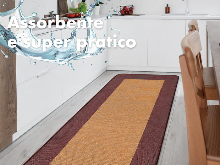 Tappeto Cucina Antiscivolo Assorbente Bordato Made in Italy Morbido Passatoia Multiuso Con Bordi Antisfilacciamento Corridoio Soggiorno Lavabile in Lavatrice Rosso - 60x120 cm