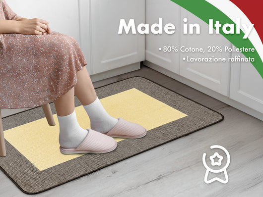 Tappeto Cucina Antiscivolo Assorbente Bordato Made in Italy Morbido Passatoia Multiuso Con Bordi Antisfilacciamento Corridoio Soggiorno Lavabile in Lavatrice Tortora - 60x120 cm