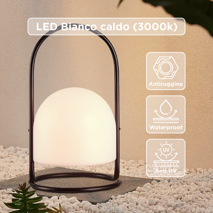 Lampada Da Esterno Led Lanterna Impermeabile Resistente Design Moderno Tavolo Arredo Giardino Luce Colore Bianco Caldo/Freddo Struttura Metallo Antiruggine Certificata RoHS Trasportabile Geoje