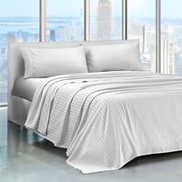 Completo Letto Lenzuola Matrimoniale in Raso Cotone Set Biancheria Letto Tinta Unita Prodotto Certificato OekoTex Due Piazze,Tinta Unita Lenzuolo sopra, sotto e Federe Bianco