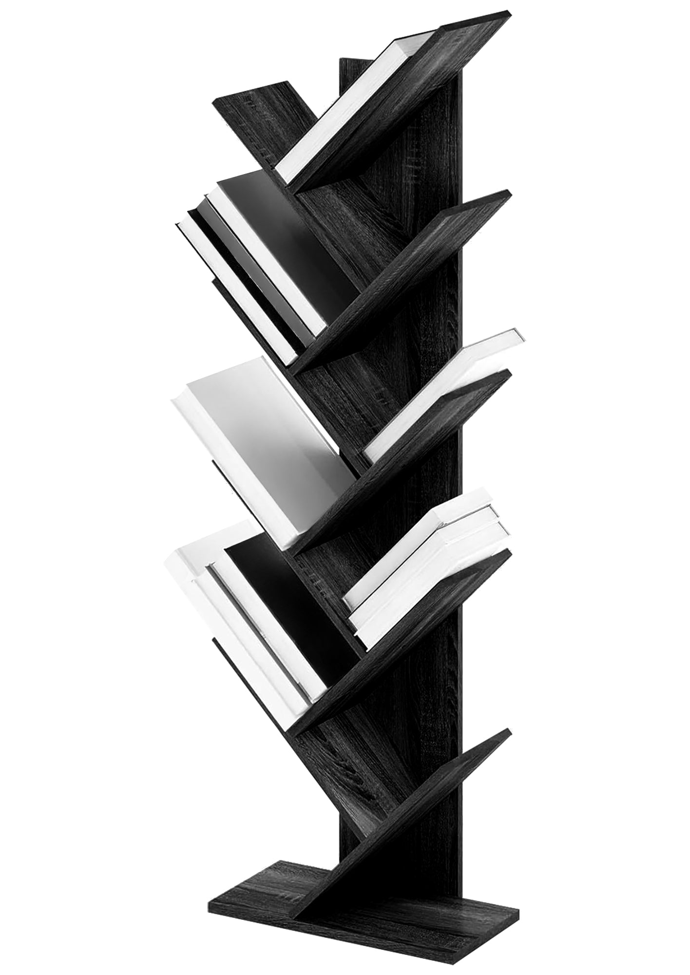 Liberia In Legno A Forma Ad Albero Scaffale 9 Ripiani Salvaspazio Verticale Camera Letto Soggiorno Studio Ufficio  Libro Mensola A Colonna Porta Libri Stile industrial Torre Nero