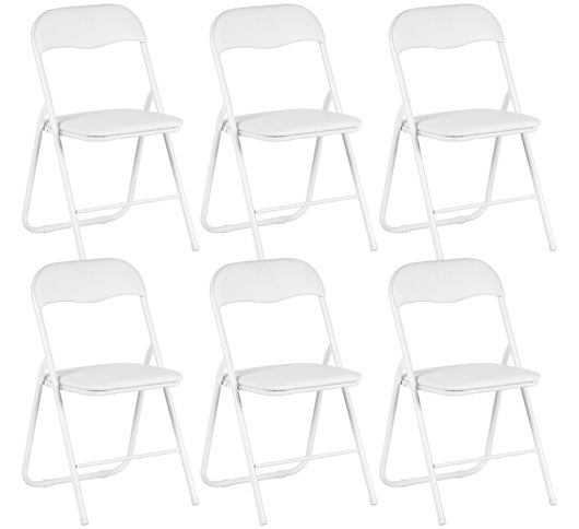 Set 6 Sedie Pieghevoli Sedia Cucina Robusta Struttura In Metallo Seduta Comoda In Simil Ecopelle Sedute Poltrona Per Ospiti Campeggio Sala Riunioni Ufficio Pieghevole Salvaspazio Scrivania Bianco