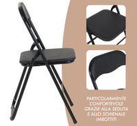 Set 6 Sedie Pieghevoli Sedia Cucina Robusta Struttura In Metallo Seduta Comoda In Simil Ecopelle Sedute Poltrona Per Ospiti Campeggio Sala Riunioni Ufficio Pieghevole Salvaspazio Scrivania Nero