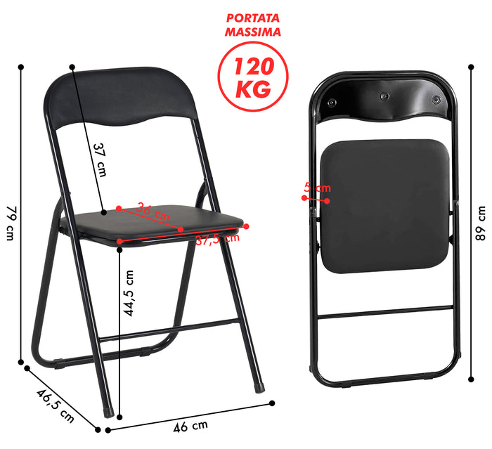 Set 6 Sedie Pieghevoli Sedia Cucina Robusta Struttura In Metallo Seduta Comoda In Simil Ecopelle Sedute Poltrona Per Ospiti Campeggio Sala Riunioni Ufficio Pieghevole Salvaspazio Scrivania Nero