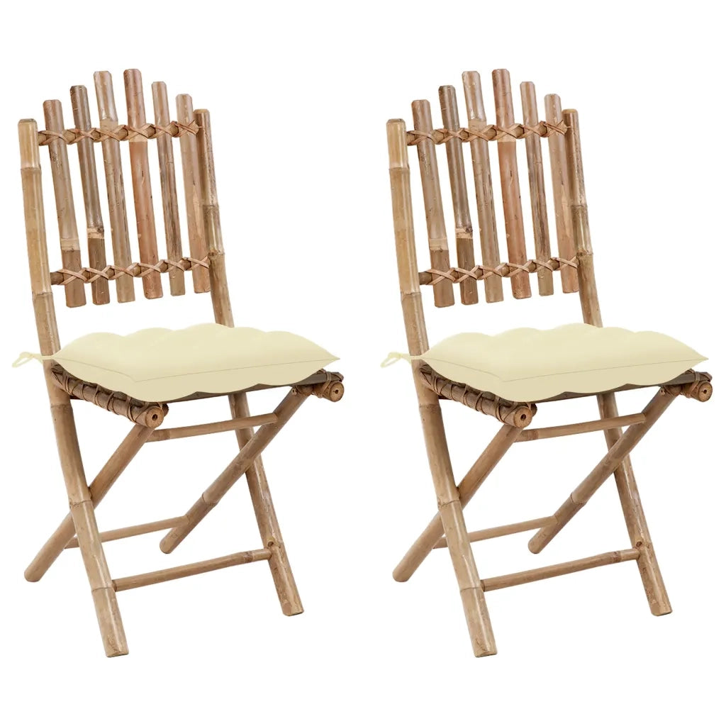 Sedie da Giardino Pieghevoli 2 pz con Cuscini in BambÃ¹ cod mxl 8103