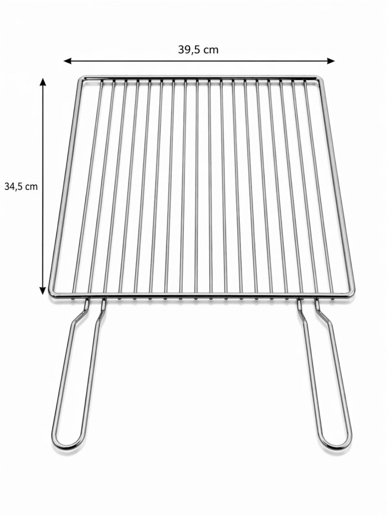 Griglia per Barbecue in Acciaio Cromato, Regolabile su più Altezze, Scorrevole per camino per Carne e Pesce 39,5x34,5 cm