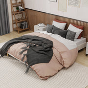 Letto per adulti 160 × 200 cm con struttura stabile, senza materasso, in tessuto e metallo, beige moderno