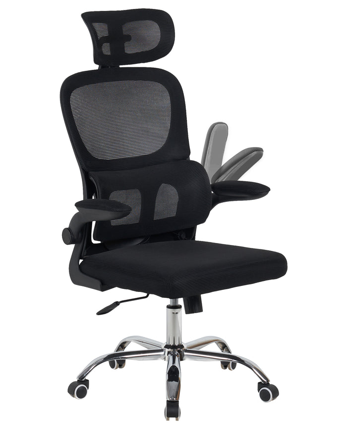 Sedia Da Ufficio Professionale Ergonomica Rete Traspirante Supporto Lombare Adattivo Poltrona Direzionale Poggiatesta Regolabile Braccioli Ribaltabili Sedie Da Scrivania Lavoro Scuola Casa Fino 150 Kg  Nero