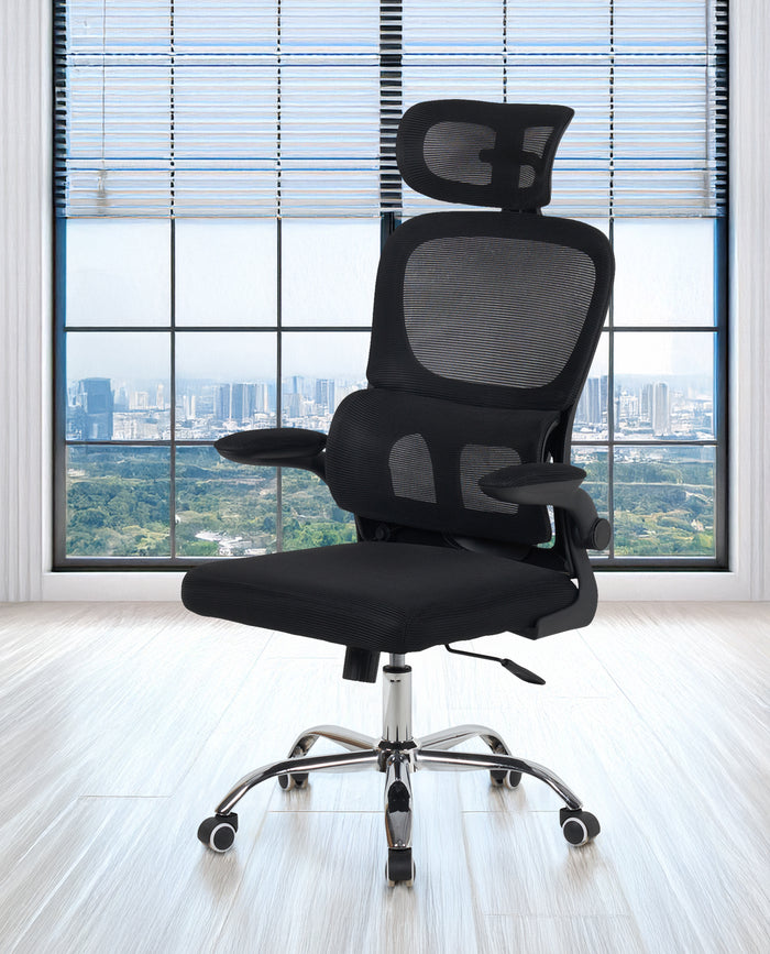 Sedia Da Ufficio Professionale Ergonomica Rete Traspirante Supporto Lombare Adattivo Poltrona Direzionale Poggiatesta Regolabile Braccioli Ribaltabili Sedie Da Scrivania Lavoro Scuola Casa Fino 150 Kg  Nero