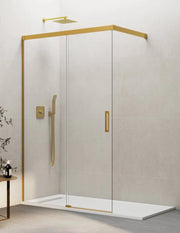 Porta doccia scorrevole 1+1 THALASSA (BASIC) walk-in 95 cm Profilo Oro vetro trasparente