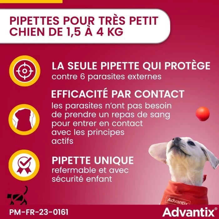 Pipette antiparassitarie ADVANTIX 6 - Per cani molto piccoli da 1,5 a 4 kg