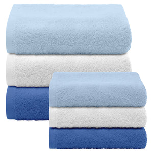 Asciugamani Bagno 100% Spugna Puro Cotone 450 Gr 6 Pezzi 3 Salvietta Viso 3 Asciugamano Ospite Mani Qualità Salviette Super Morbide Bicolore Azzurro