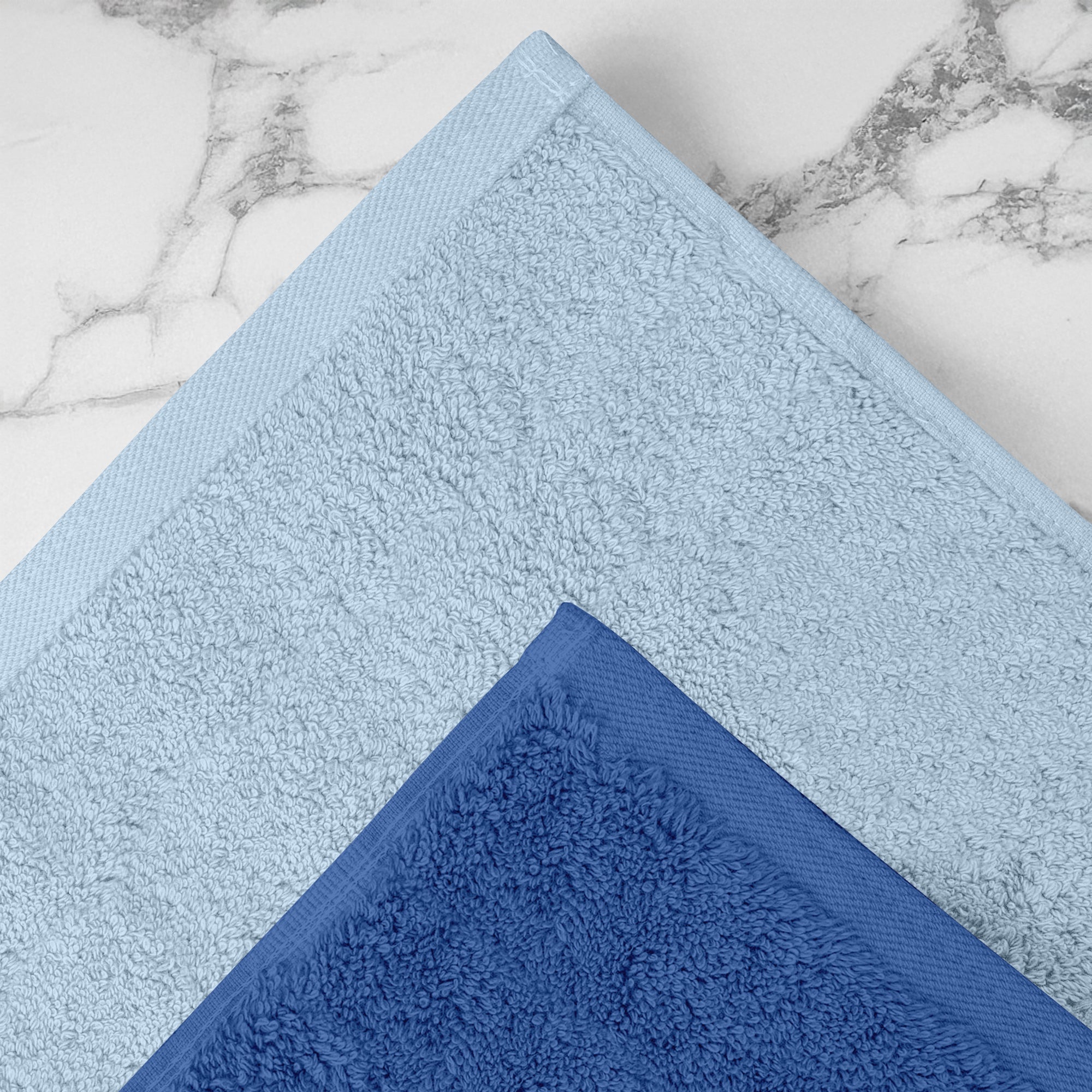 Asciugamani Bagno 100% Spugna Puro Cotone 450 Gr 6 Pezzi 3 Salvietta Viso 3 Asciugamano Ospite Mani Qualità Salviette Super Morbide Bicolore Azzurro