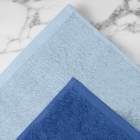 Asciugamani Bagno 100% Spugna Puro Cotone 450 Gr 6 Pezzi 3 Salvietta Viso 3 Asciugamano Ospite Mani Qualità Salviette Super Morbide Bicolore Azzurro