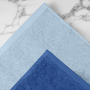 Asciugamani Bagno 100% Spugna Puro Cotone 450 Gr 6 Pezzi 3 Salvietta Viso 3 Asciugamano Ospite Mani Qualità Salviette Super Morbide Bicolore Azzurro