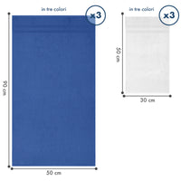 Asciugamani Bagno 100% Spugna Puro Cotone 450 Gr 6 Pezzi 3 Salvietta Viso 3 Asciugamano Ospite Mani Qualità Salviette Super Morbide Bicolore Azzurro