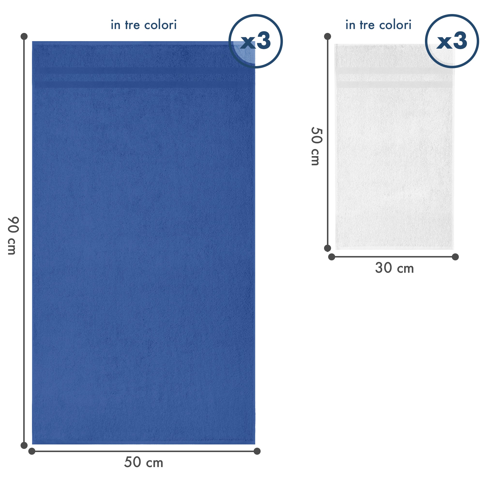 Asciugamani Bagno 100% Spugna Puro Cotone 450 Gr 6 Pezzi 3 Salvietta Viso 3 Asciugamano Ospite Mani Qualità Salviette Super Morbide Bicolore Azzurro