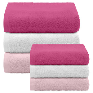 Asciugamani Bagno 100% Spugna Puro Cotone 450 Gr 6 Pezzi 3 Salvietta Viso 3 Asciugamano Ospite Mani Qualità Salviette Super Morbide Bicolore Rosa