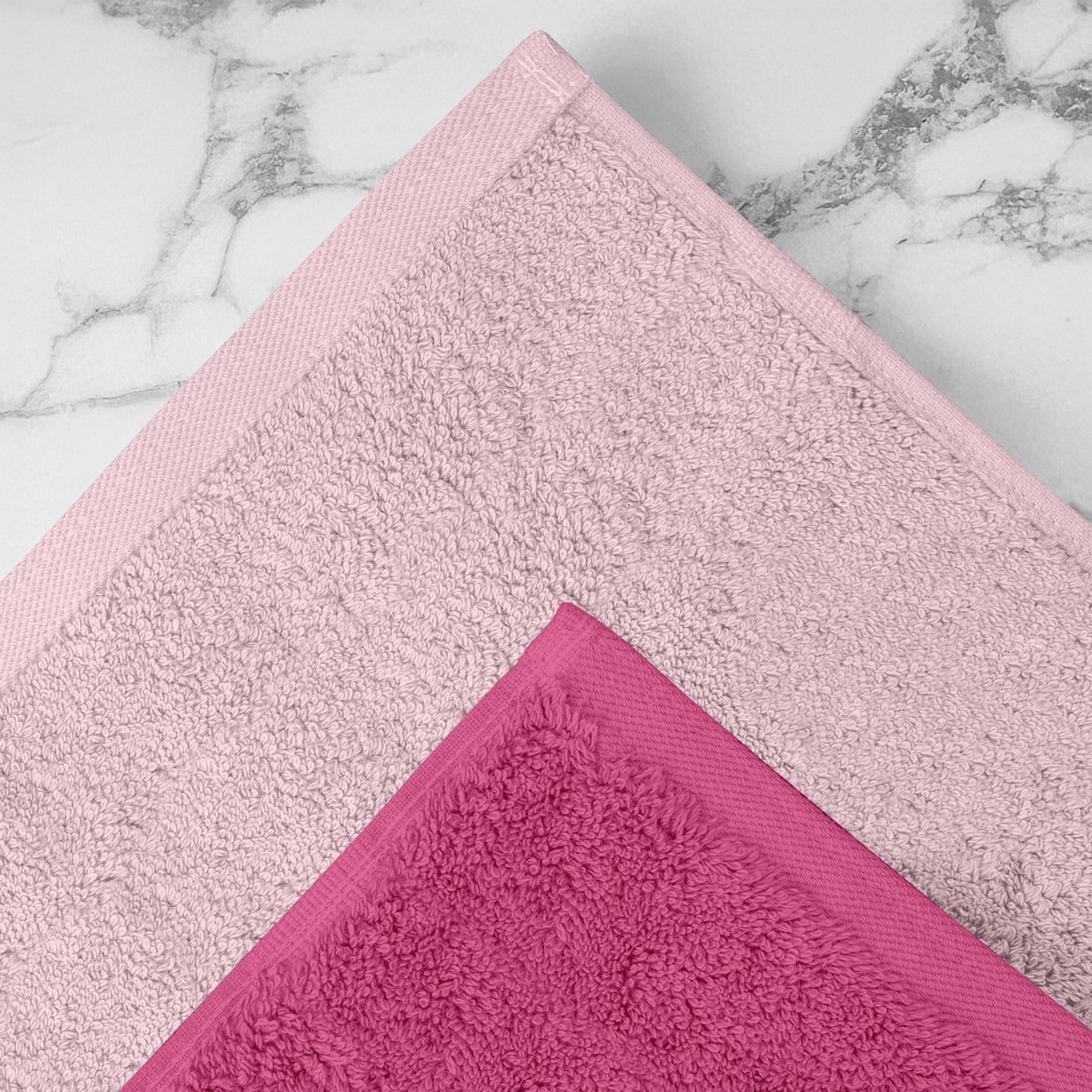 Asciugamani Bagno 100% Spugna Puro Cotone 450 Gr 6 Pezzi 3 Salvietta Viso 3 Asciugamano Ospite Mani Qualità Salviette Super Morbide Bicolore Rosa