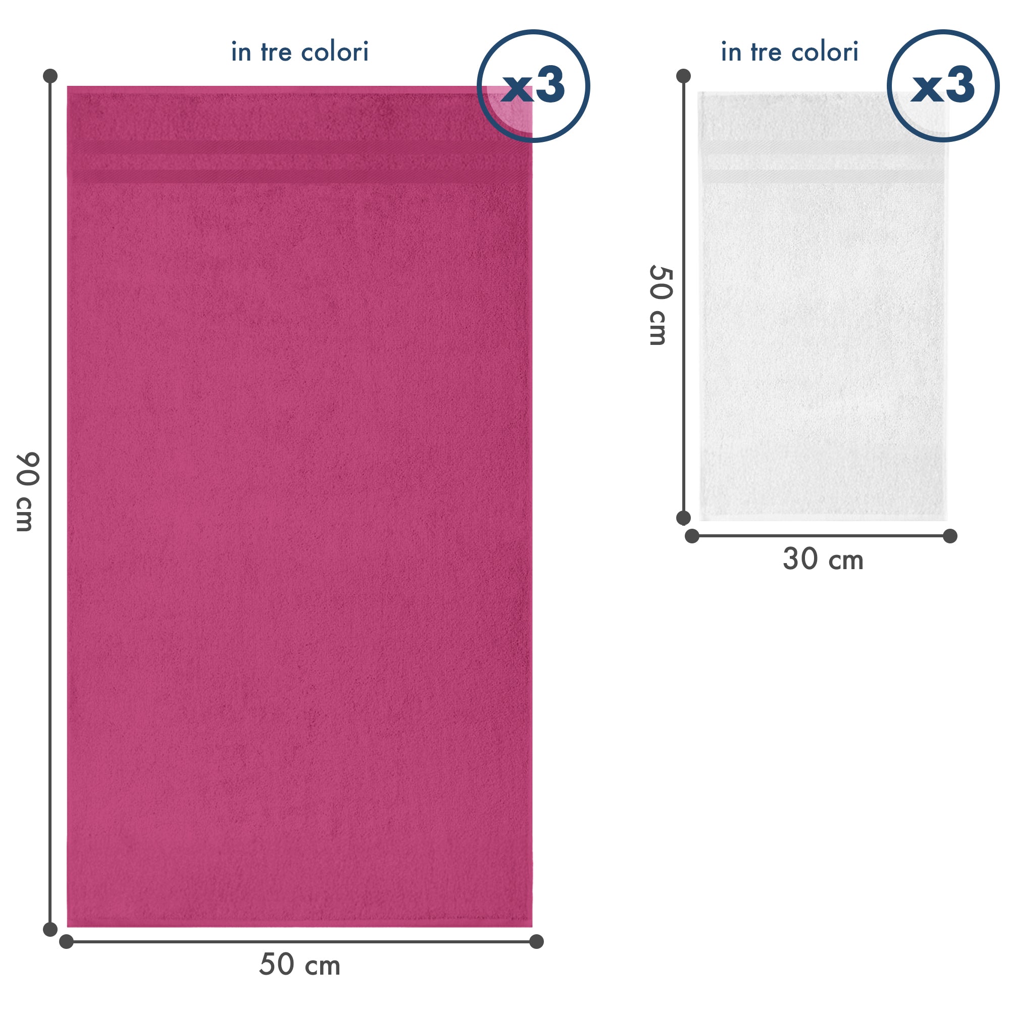 Asciugamani Bagno 100% Spugna Puro Cotone 450 Gr 6 Pezzi 3 Salvietta Viso 3 Asciugamano Ospite Mani Qualità Salviette Super Morbide Bicolore Rosa