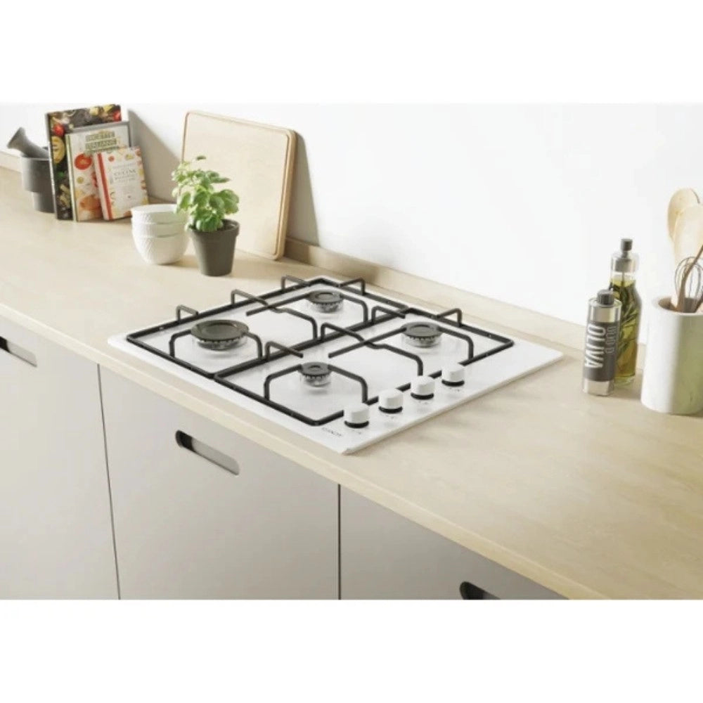 Piano cottura a gas Candy CHW6LBB 4 zone manopole laterali bianco