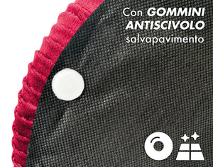 Set Di 2 Pouf Contenitori In Velluto Design Moderno Poggiapiedi,Sgabello Tondo con Coperchio Rimovibile e Seduta Imbottita Alta DensitÃ  Con Fascia In Metallo Contenitore Capiente Storage Box Bordeaux