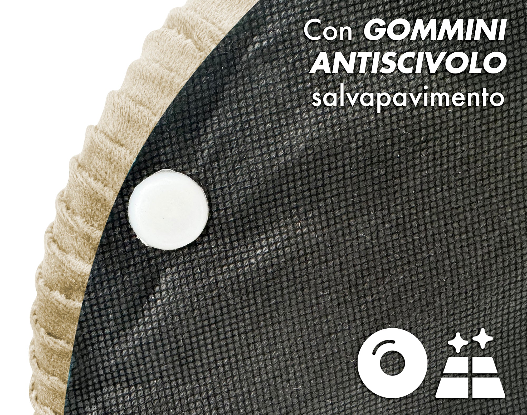 Set Di 2 Pouf Contenitori In Velluto Design Moderno Poggiapiedi,Sgabello Tondo con Coperchio Rimovibile e Seduta Imbottita Alta DensitÃ  Con Fascia In Metallo Contenitore Capiente Storage Box Panna