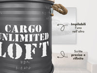 Set 3 Pouf Contenitori In Acciaio SgabellO Tavolino Caffè Salotto Design Moderno Cargo Unlimited Impilabili Salvaspazio Arredo Soggiorno Camera Coperchio Legno Vintage  Antracite