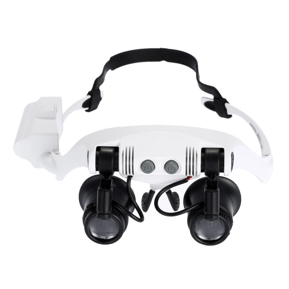 Trade Shop - Visiera Occhiali Lente Ingrandimento Precisione Con 2 Led 4 Lenti Luce 9892gj-3a -