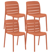 Set 4 Sedie In Polipropilene e Fibra Di Vetro Sedia Cucina Trattamento Uv Antiscolorimento Giardino Interno Esterno Moderne Robuste Resistenti Seduta Terrazzo Soggiorno Bar Ristorante Impilabili Iris-Arancio