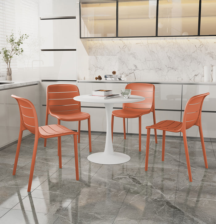 Set 4 Sedie In Polipropilene e Fibra Di Vetro Sedia Cucina Trattamento Uv Antiscolorimento Giardino Interno Esterno Moderne Robuste Resistenti Seduta Terrazzo Soggiorno Bar Ristorante Impilabili Iris-Arancio