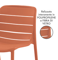 Set 4 Sedie In Polipropilene e Fibra Di Vetro Sedia Cucina Trattamento Uv Antiscolorimento Giardino Interno Esterno Moderne Robuste Resistenti Seduta Terrazzo Soggiorno Bar Ristorante Impilabili Iris-Arancio