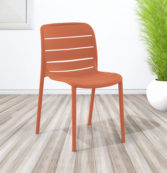 Set 4 Sedie In Polipropilene e Fibra Di Vetro Sedia Cucina Trattamento Uv Antiscolorimento Giardino Interno Esterno Moderne Robuste Resistenti Seduta Terrazzo Soggiorno Bar Ristorante Impilabili Iris-Arancio