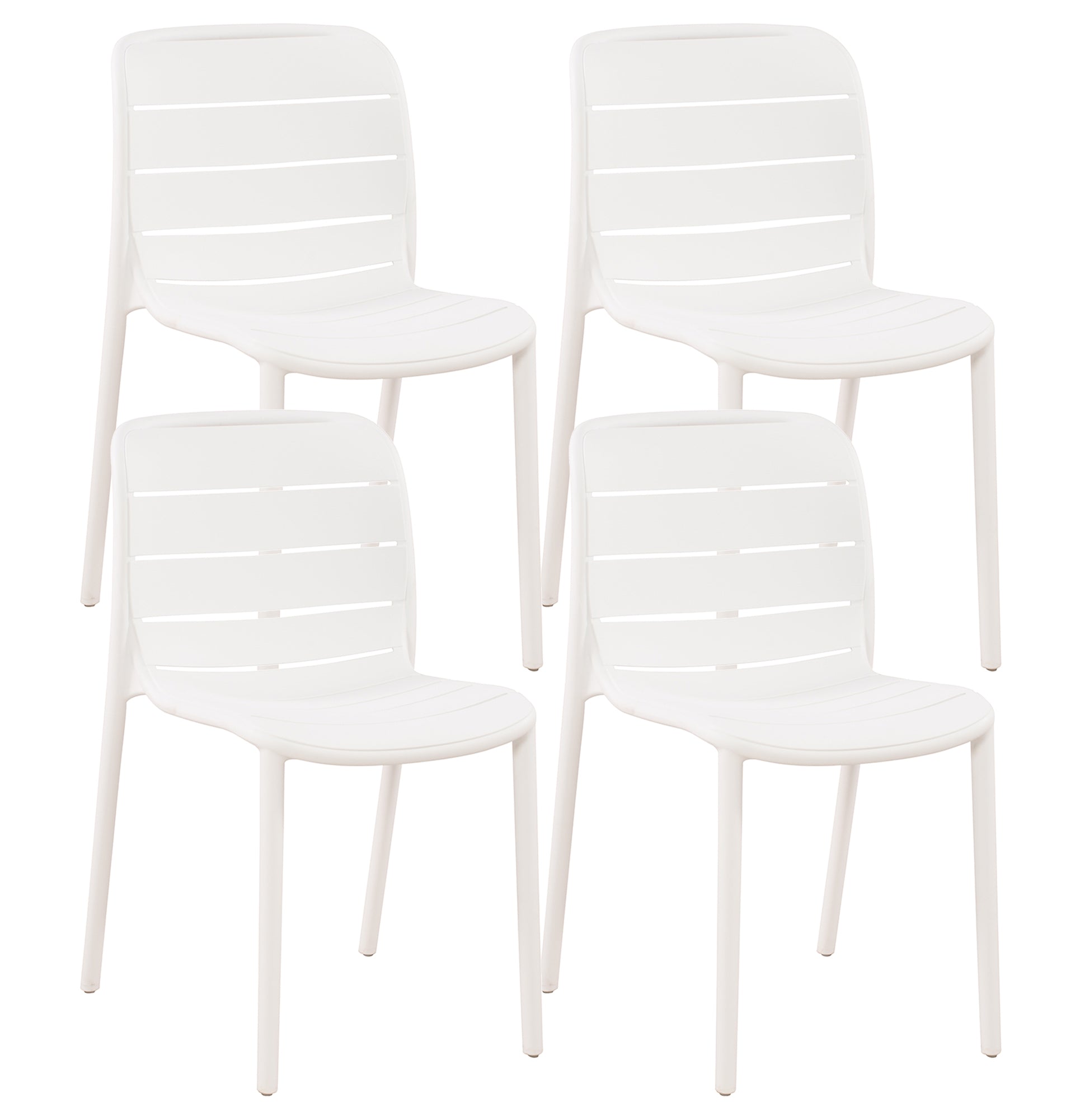 Set 4 Sedie In Polipropilene e Fibra Di Vetro Sedia Cucina Trattamento Uv Antiscolorimento Giardino Interno Esterno Moderne Robuste Resistenti Seduta Terrazzo Soggiorno Bar Ristorante Impilabili Iris-Bianco