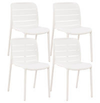Set 4 Sedie In Polipropilene e Fibra Di Vetro Sedia Cucina Trattamento Uv Antiscolorimento Giardino Interno Esterno Moderne Robuste Resistenti Seduta Terrazzo Soggiorno Bar Ristorante Impilabili Iris-Bianco