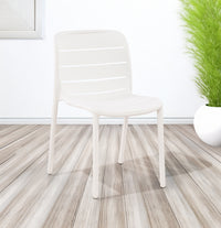 Set 4 Sedie In Polipropilene e Fibra Di Vetro Sedia Cucina Trattamento Uv Antiscolorimento Giardino Interno Esterno Moderne Robuste Resistenti Seduta Terrazzo Soggiorno Bar Ristorante Impilabili Iris-Bianco
