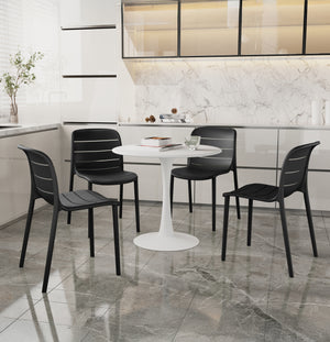 Set 4 Sedie In Polipropilene e Fibra Di Vetro Sedia Cucina Trattamento Uv Antiscolorimento Giardino Interno Esterno Moderne Robuste Resistenti Seduta Terrazzo Soggiorno Bar Ristorante Impilabili Iris-Nero