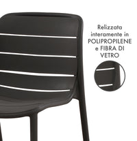 Set 4 Sedie In Polipropilene e Fibra Di Vetro Sedia Cucina Trattamento Uv Antiscolorimento Giardino Interno Esterno Moderne Robuste Resistenti Seduta Terrazzo Soggiorno Bar Ristorante Impilabili Iris-Nero