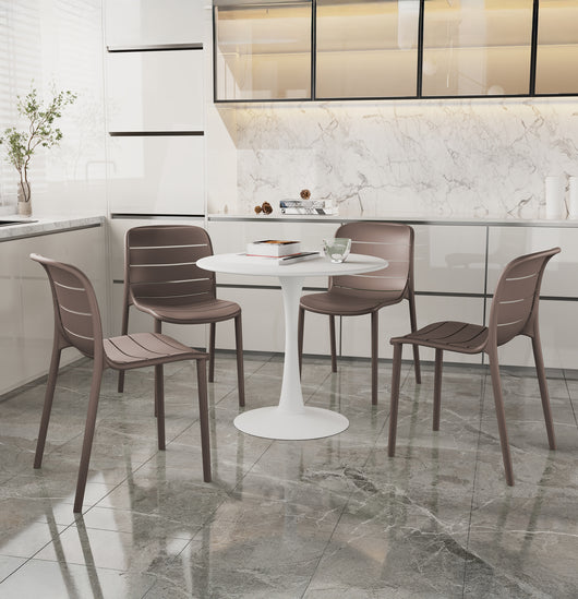 Set 4 Sedie In Polipropilene e Fibra Di Vetro Sedia Cucina Trattamento Uv Antiscolorimento Giardino Interno Esterno Moderne Robuste Resistenti Seduta Terrazzo Soggiorno Bar Ristorante Impilabili Iris-Tortora