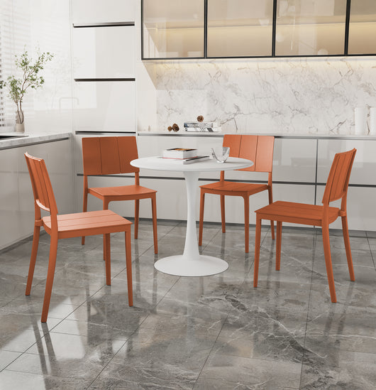 Set 4 Sedie In Polipropilene e Fibra Di Vetro Sedia Cucina Trattamento Uv Antiscolorimento Giardino Interno Esterno Moderne Robuste Resistenti Seduta Terrazzo Soggiorno Bar Ristorante Impilabili Livia-Arancio