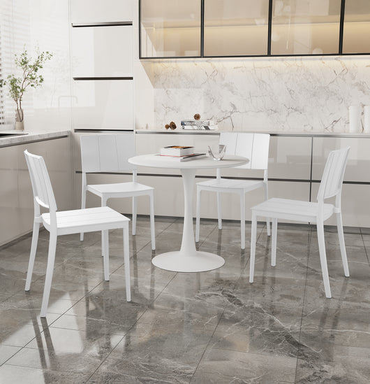 Set 4 Sedie In Polipropilene e Fibra Di Vetro Sedia Cucina Trattamento Uv Antiscolorimento Giardino Interno Esterno Moderne Robuste Resistenti Seduta Terrazzo Soggiorno Bar Ristorante Impilabili Livia-Bianco