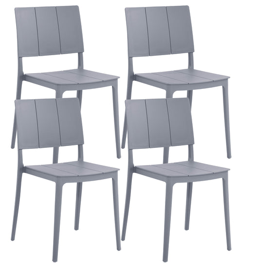 Set 4 Sedie In Polipropilene e Fibra Di Vetro Sedia Cucina Trattamento Uv Antiscolorimento Giardino Interno Esterno Moderne Robuste Resistenti Seduta Terrazzo Soggiorno Bar Ristorante Impilabili Livia-Grigio