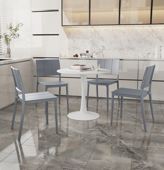 Set 4 Sedie In Polipropilene e Fibra Di Vetro Sedia Cucina Trattamento Uv Antiscolorimento Giardino Interno Esterno Moderne Robuste Resistenti Seduta Terrazzo Soggiorno Bar Ristorante Impilabili Livia-Grigio