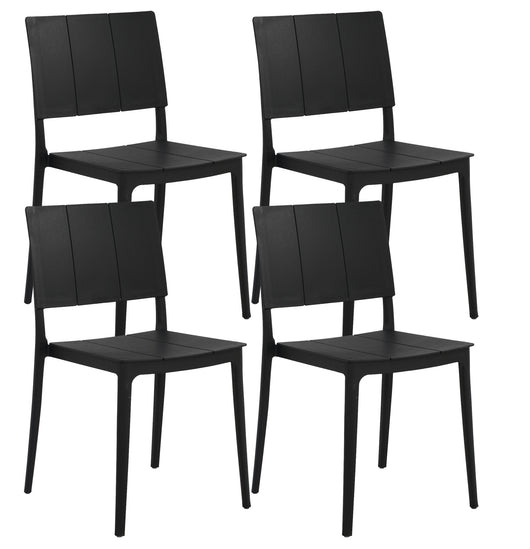 Set 4 Sedie In Polipropilene e Fibra Di Vetro Sedia Cucina Trattamento Uv Antiscolorimento Giardino Interno Esterno Moderne Robuste Resistenti Seduta Terrazzo Soggiorno Bar Ristorante Impilabili Livia-Nero